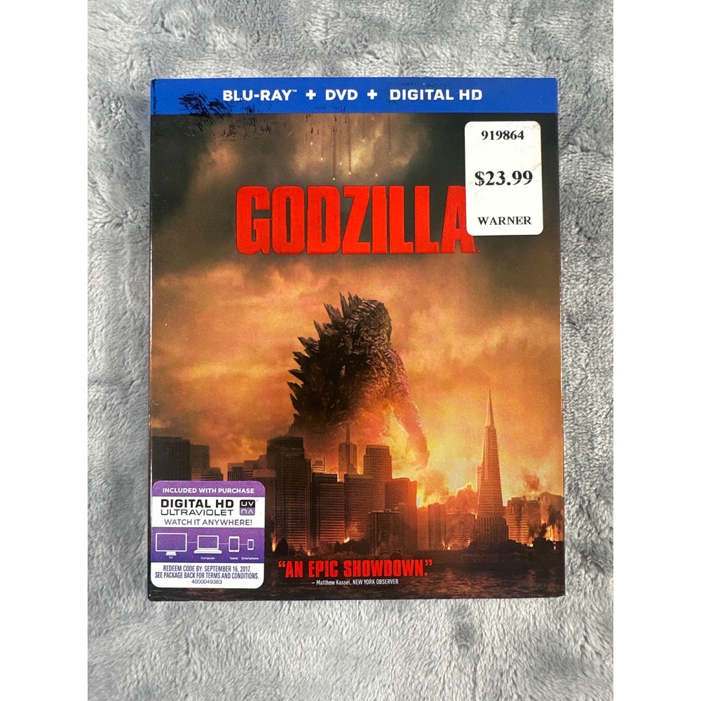 Godzilla Blu-ray DVD Combo Pack 2014 Movie Warner Bros with Slipcover